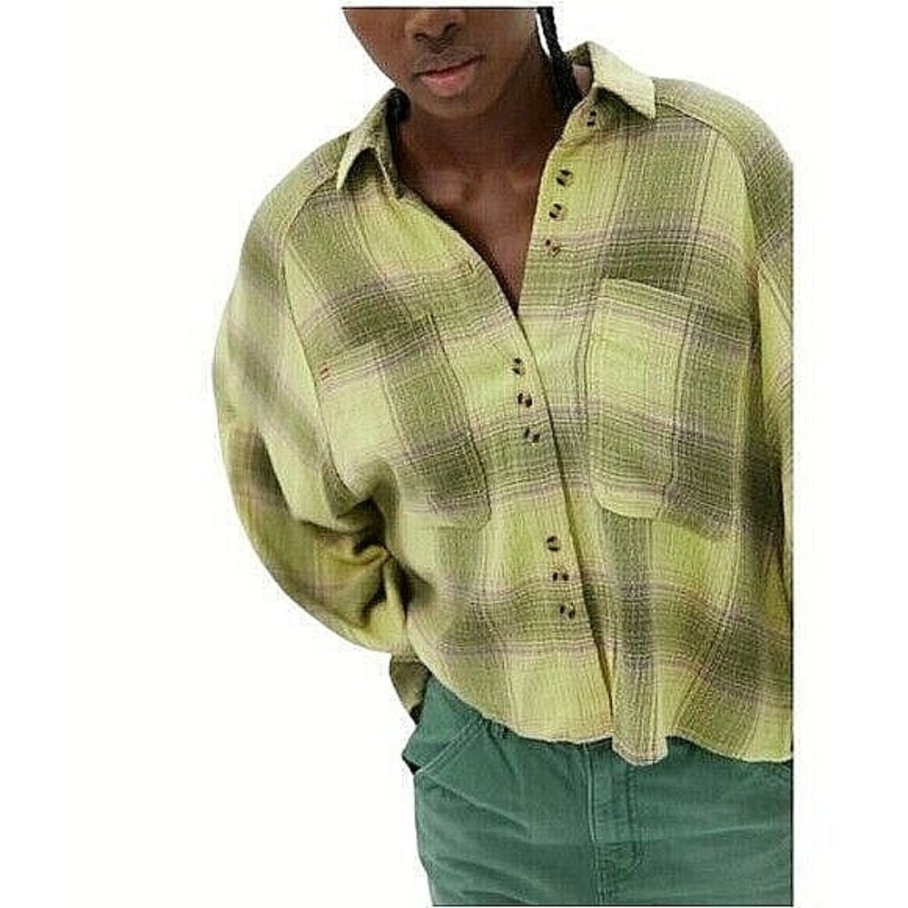 BDG Urban Outfitters Button Up Lou Shirt Size Small Oversized Slouchy Plaid